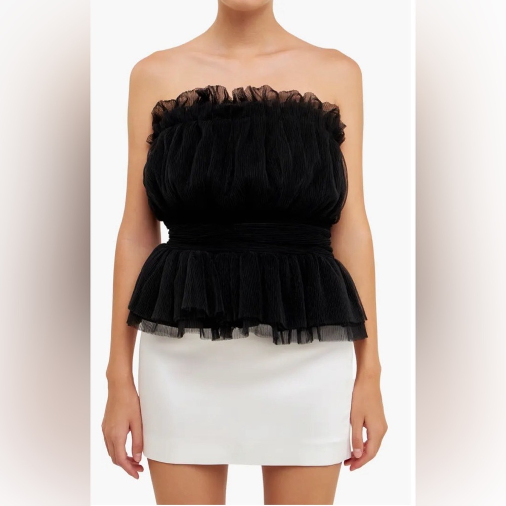 Endless Rose Strapless Tulle Peplum Top, NWT, size medium